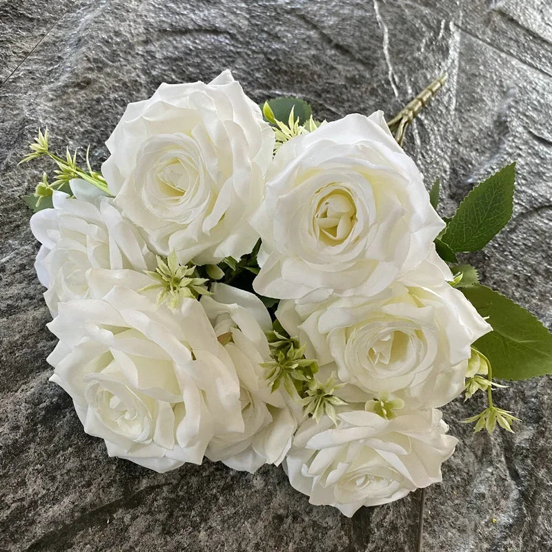 Bouquet of artificial decorative rose wines for events and halls - Milk White