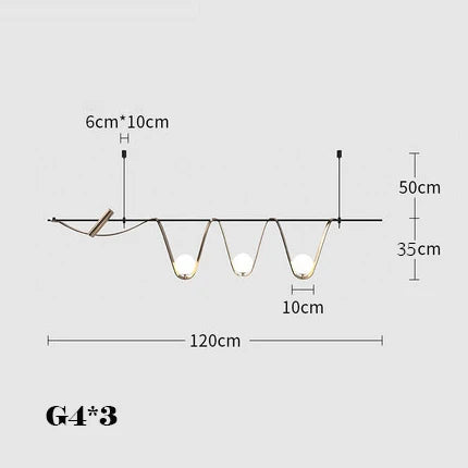 Minimalist LED Pendant Light for Dining Rooms & Lobbies - L120cm / Dimmable