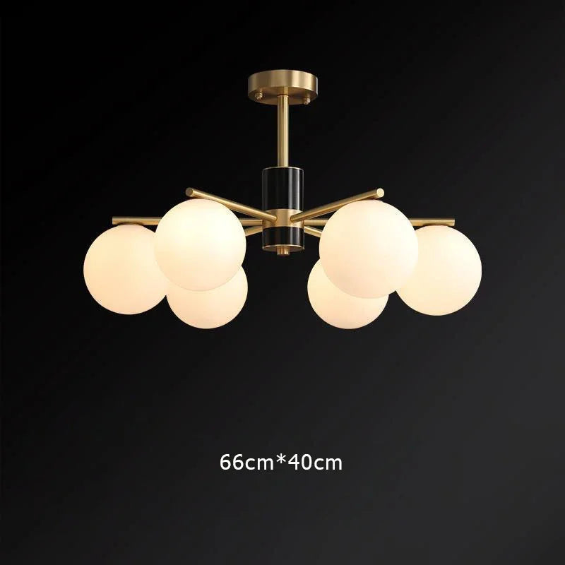 Nordic luxury pendant light in gold copper with white glass balls - 6 Heads / Warm White