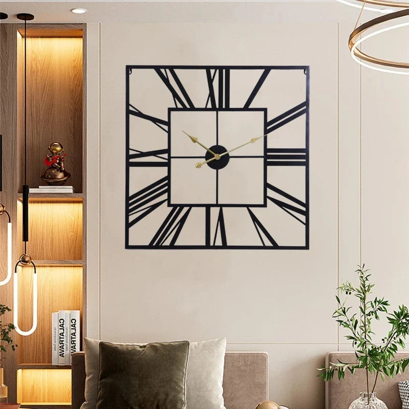 Modern 3D retro square wall clock Roman numerals silent decoration - view 3