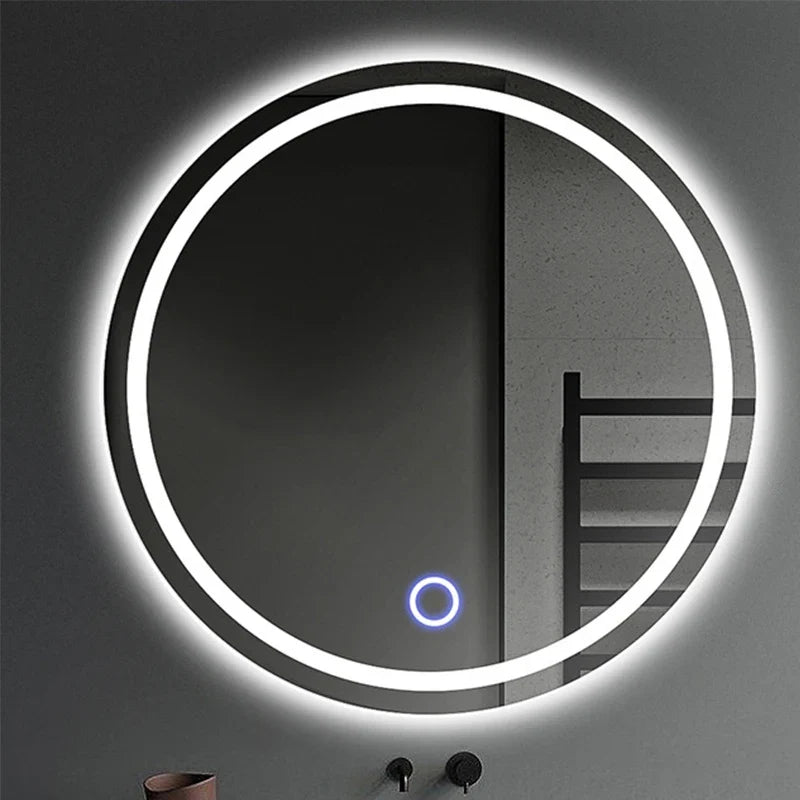 Smart LED Bathroom Mirror, Round Mirror Surface, Wall Mounted Makeup Mirror, Touch  Adjust Brightness, Safer Gift Box Packaging