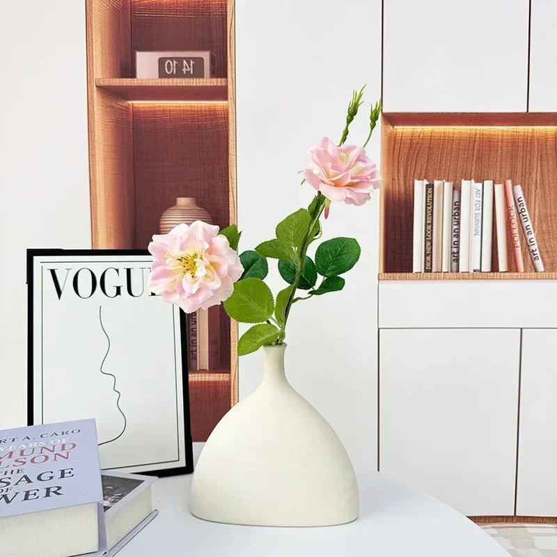 Artificial flowers two pink heads elegant interior decoration - view 4