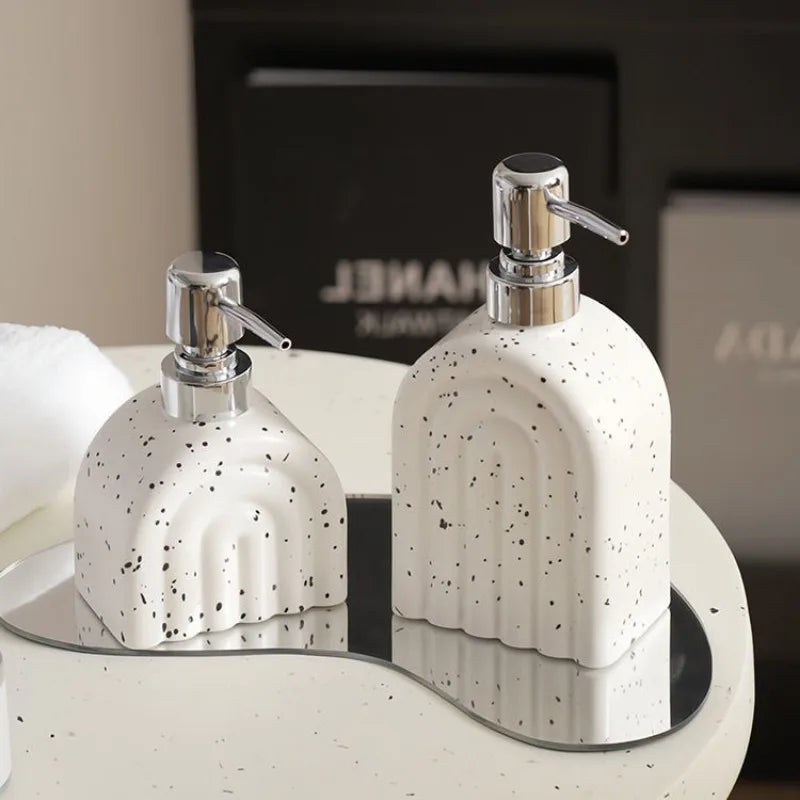 Portable ceramic soap dispenser for shampoo and water