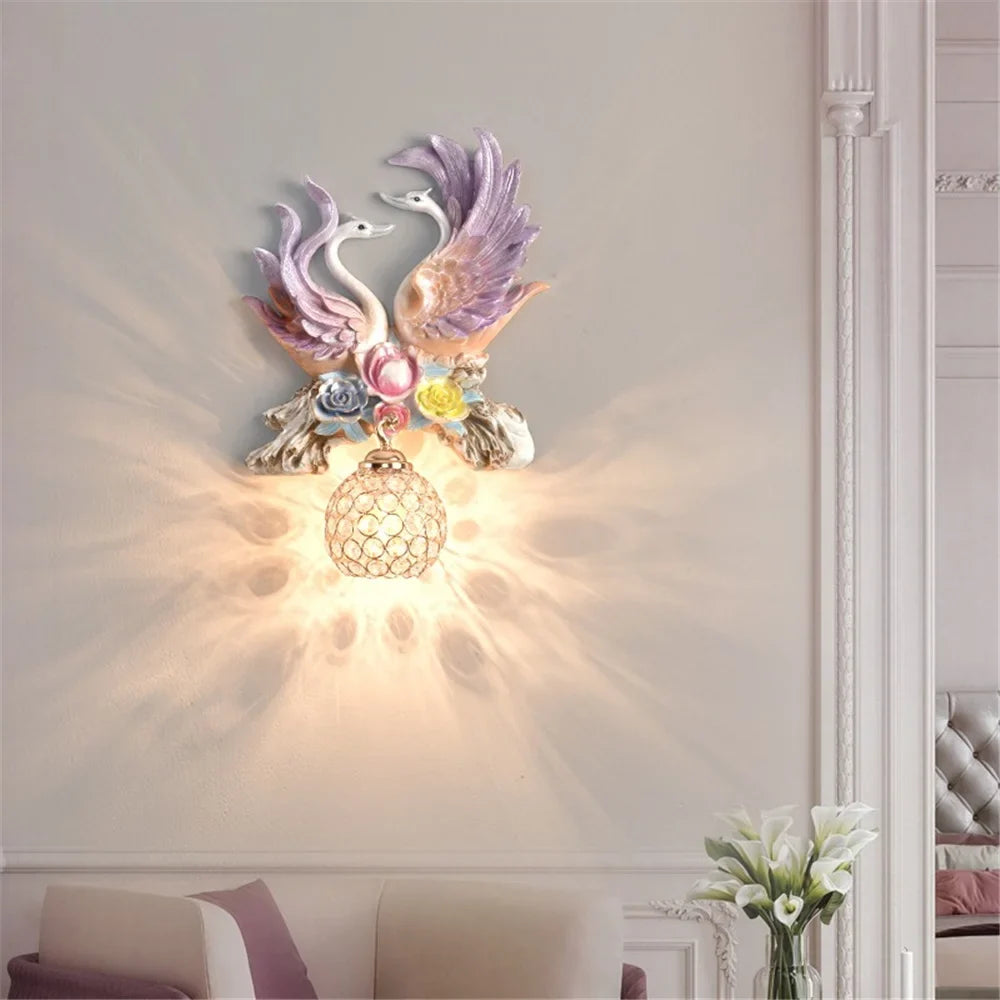 Led wall sconce in swan resin creative and modern decoration - view 4