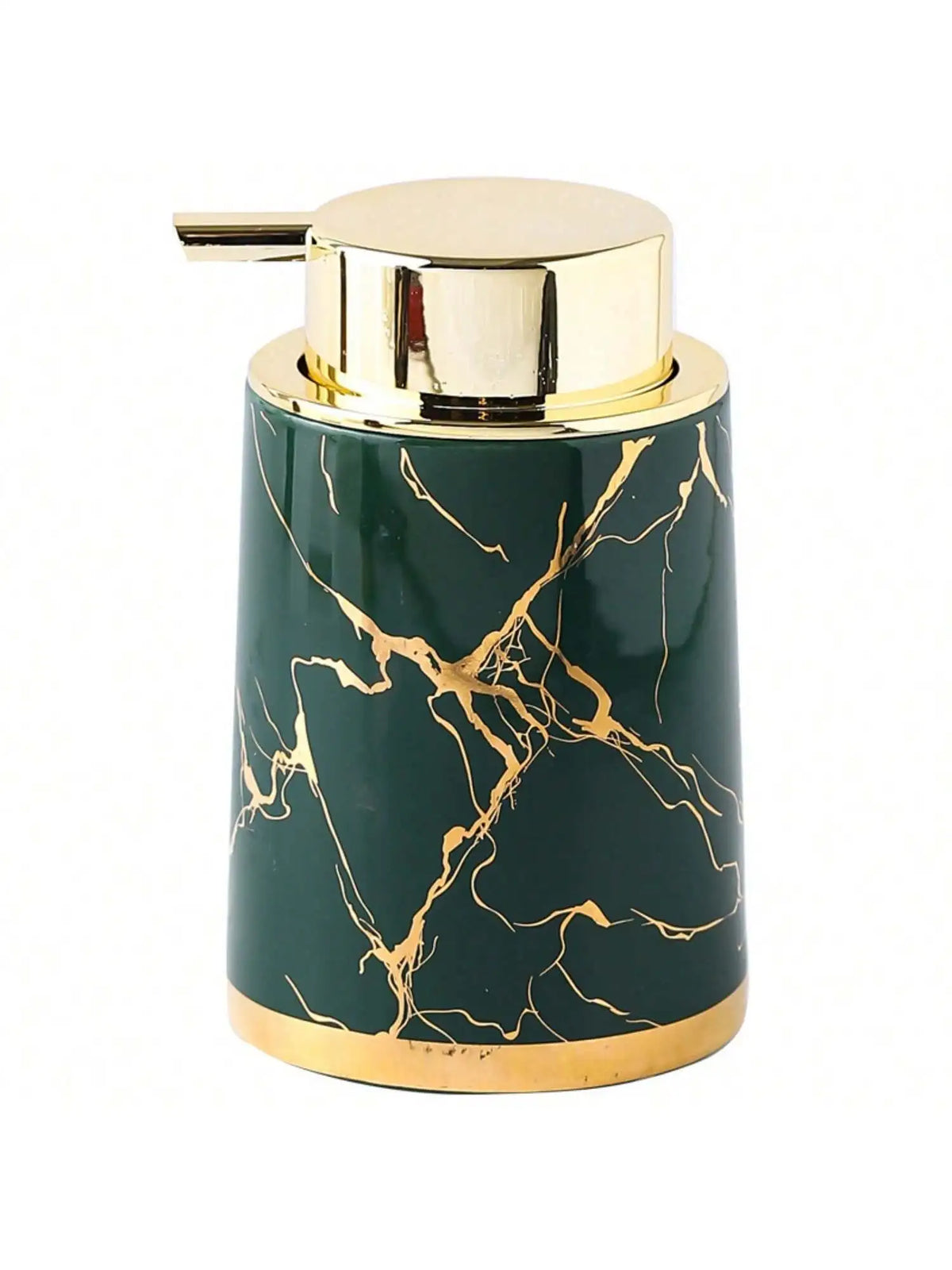 400ml Light Luxury Ceramic Marble Texture Refillable Press Mousse Foaming Soap Dispenser For Bottling, Filling Facial Cleanser - green