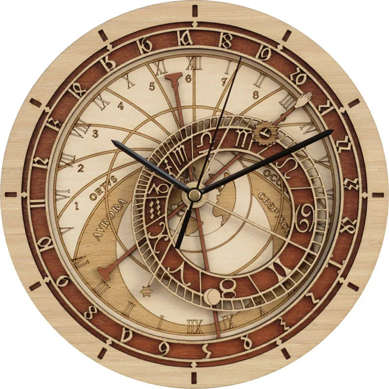 Wooden clock with zodiac signs and constellations art decorative - 36 cm / B 1 Piece