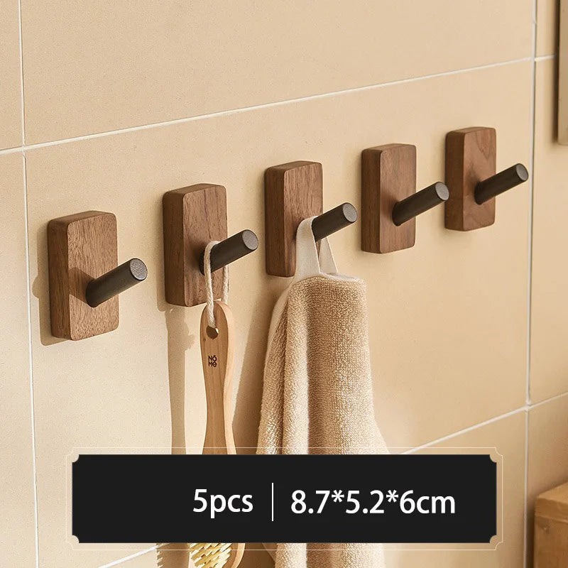 Solid wood wall hooks for clothing and accessories - B-5 Pieces