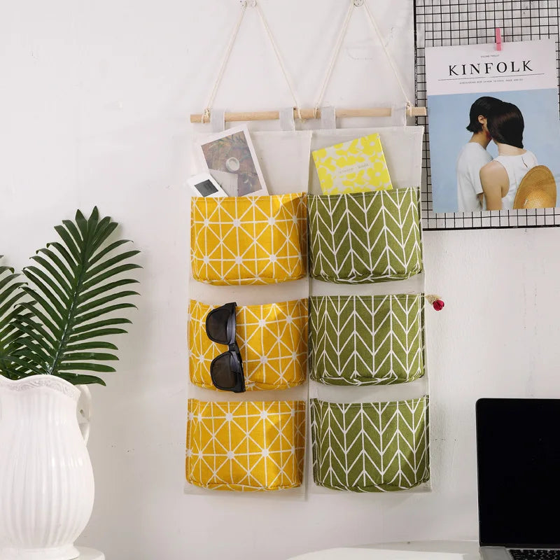 Storage bag suspended in cotton and linen three layers - view 3