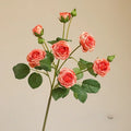 Artificial rose branches with 7 decorative silk heads - Orange