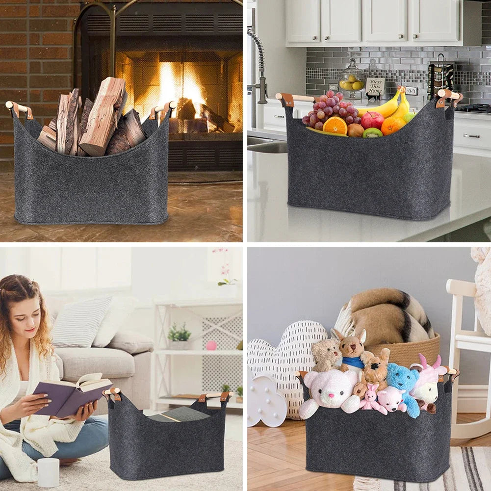 Folding felt basket for wood and clothing storage - view 5
