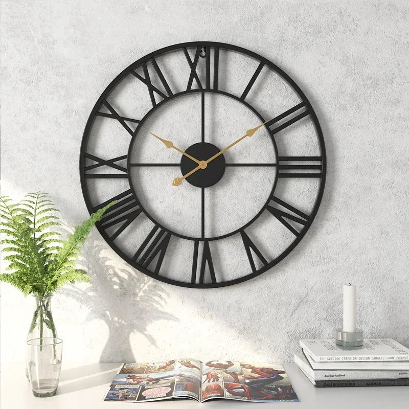 3d decorative wall clock modern retro Roman style silent metal - view 2