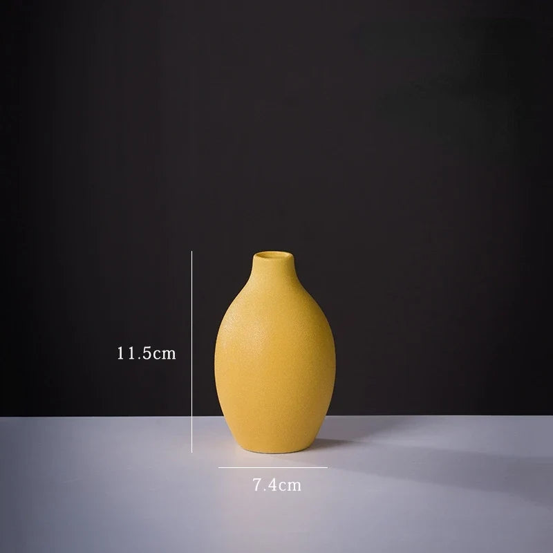 Ceramic Small Vase for Home Decoration, Simple and Modern, Round Flowers, Solid Color, New - 7