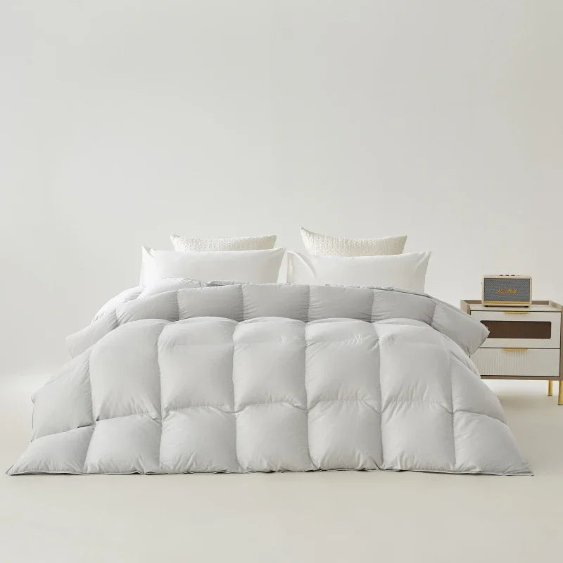 White Goose Down Winter Comforter, Grey or White, 2 to 4 kg - 180x220cm 2kg / Light Grey