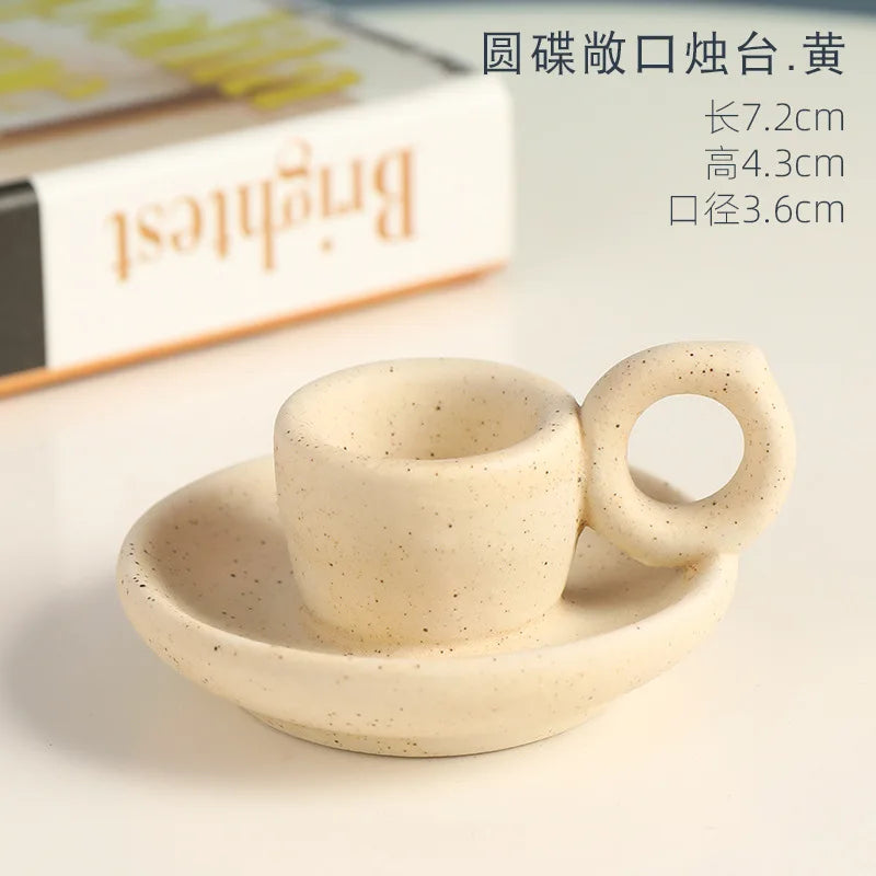 Nordic ceramic candle holder for elegant interior decoration - Open-Yellow