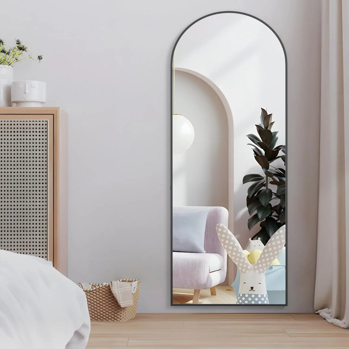 CASSILANDO Arched Full Length Mirror 64" x 21", Floor Standing Mirror, Unique Vertical Mirror, Gold Metal Frame Mirror - view 5