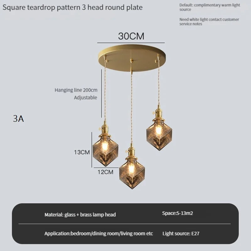 Vintage pendant light with crystal glass switch and shade - 3 A disque / Warm White / 4 W (max. 100 W)