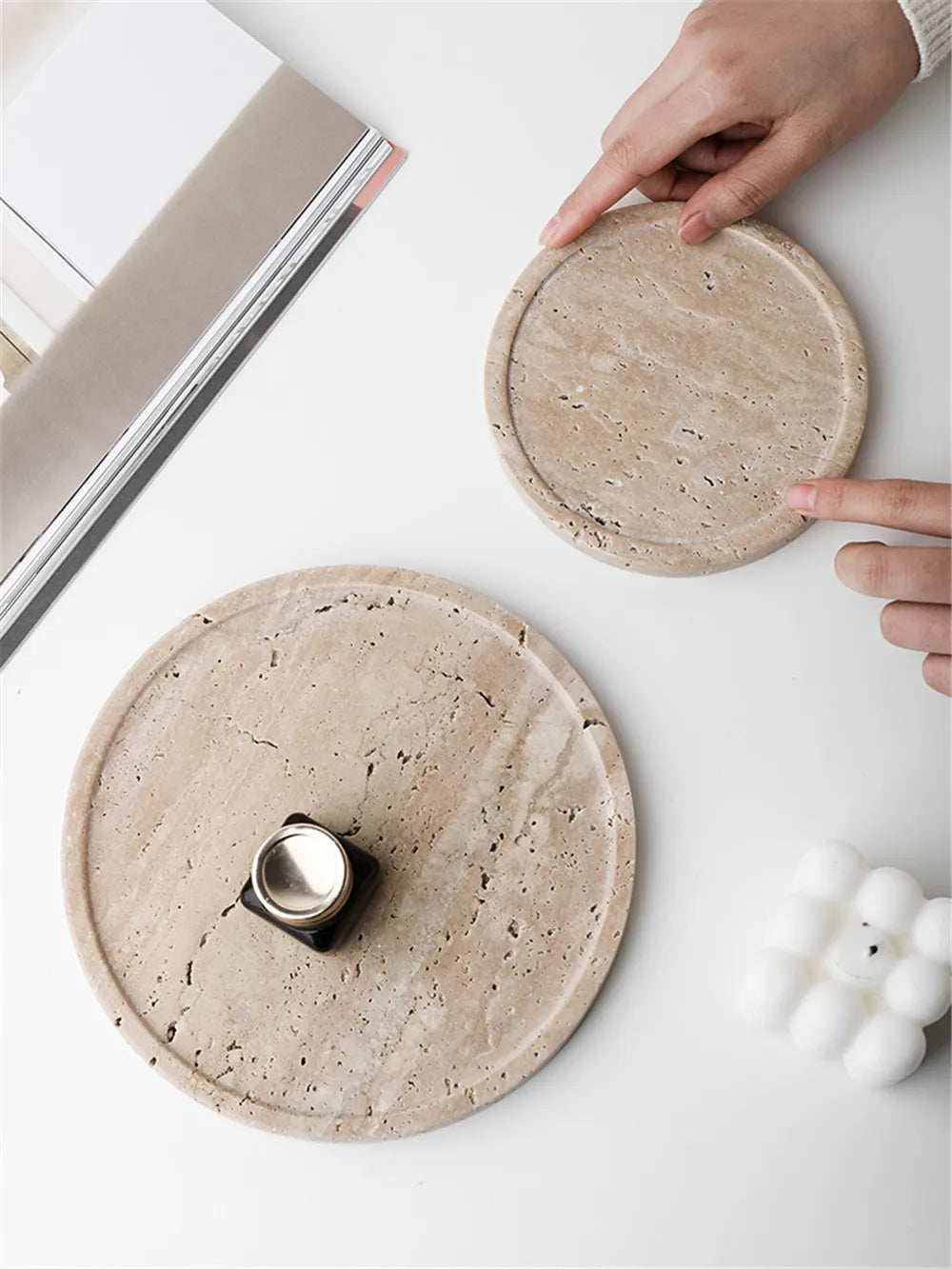 Minimalist marble tray for candles and jewelry - view 5