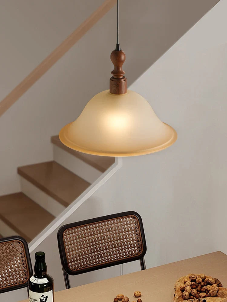 Japanese retro style solid wood pendant light for interior decoration