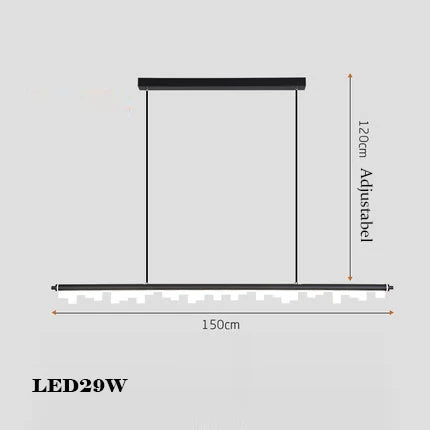 Modern minimalist chandelier in black gold for interior decoration - Neutral Light / 150cm B