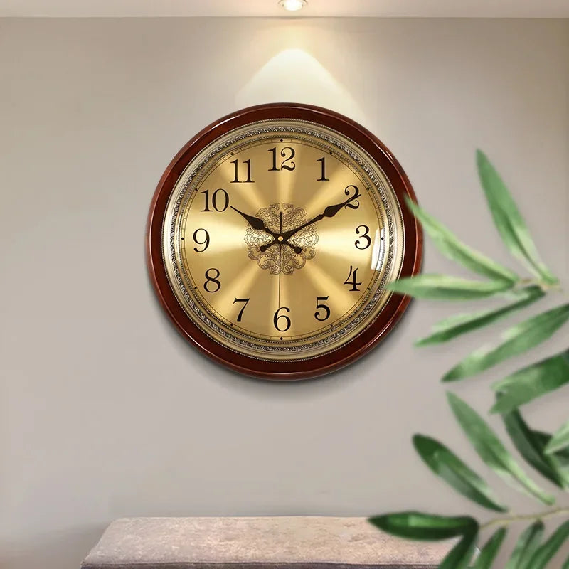 Wooden wall clock and metal retro Nordic style silent - view 2