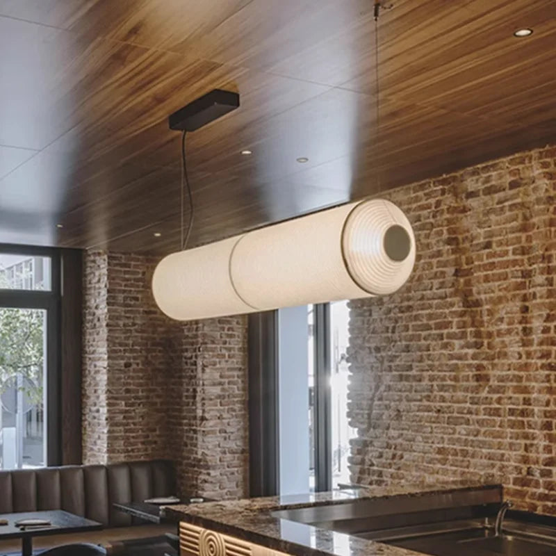Fabric cylindrical pendant light for elegant interior decoration