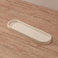 Ahunderjiaz-Natural Marble Bathroom Storage Set, Toothbrush Cup Tray, Mouthwash Kit, Home Decoration, Soap Dish, Press Bottle - Oval Tray (31x9.5cm)