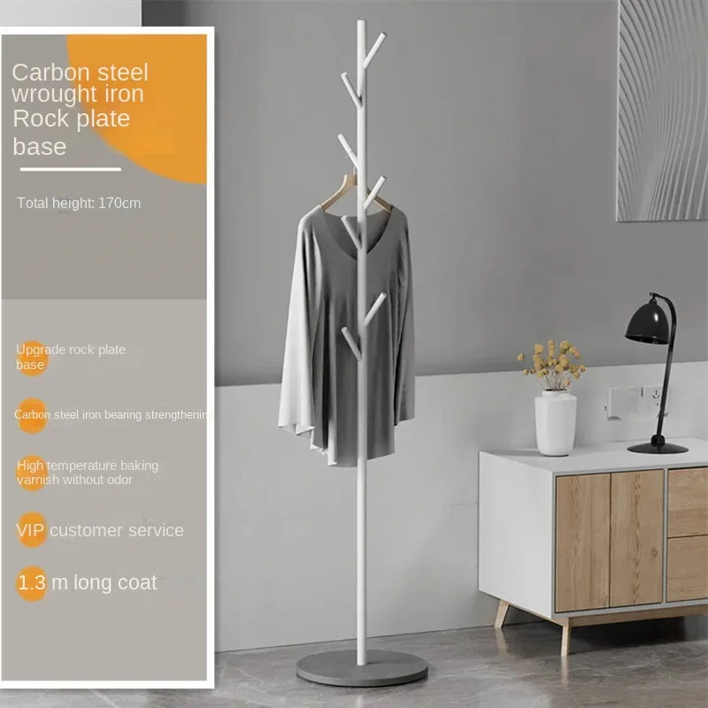 Floor To Floor Bedroom Light Luxury Rock Plate Base Metal Hanger, Marble Scarf and Bag Rack for Entering The Home Coat Rack - Style1