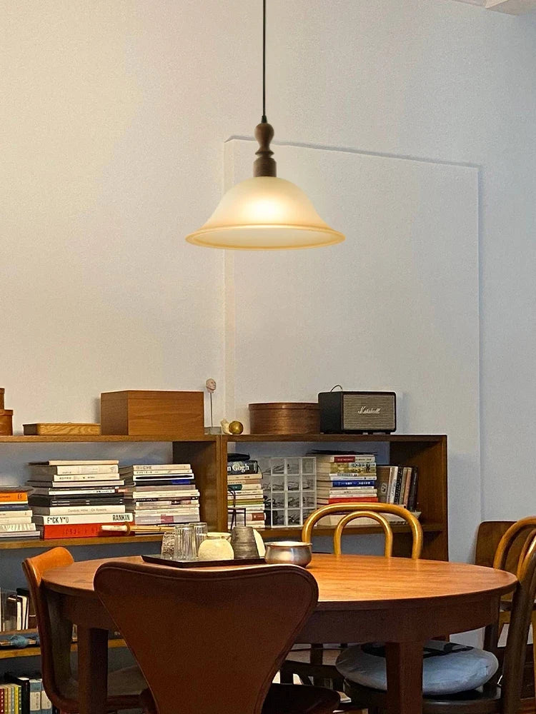 Japanese retro style solid wood pendant light for interior decoration - view 4