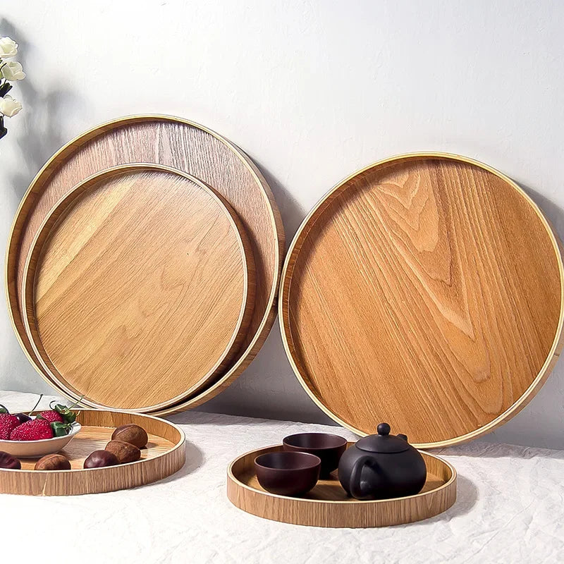 Japanese round wooden tray for service and tea - view 3
