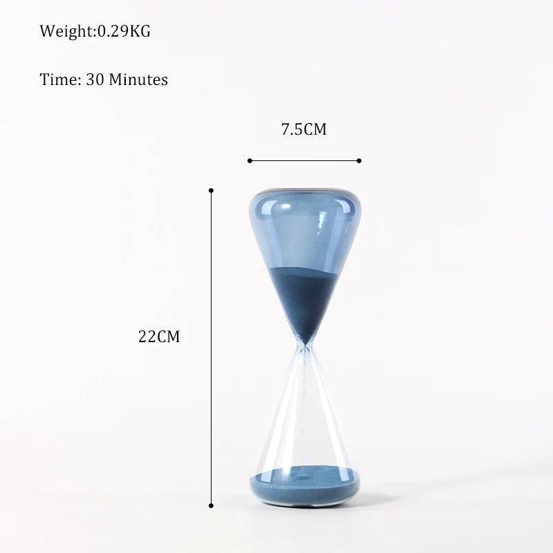 Modern glass hourglass for decoration and office - Medium Blue