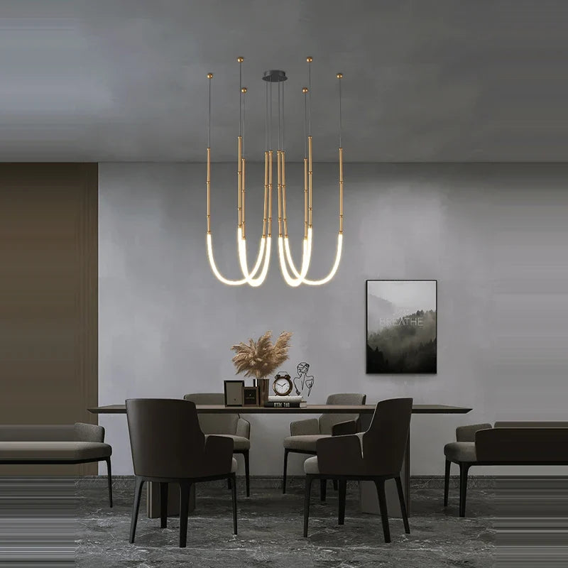 Art decoration chandelier in black metal with led lighting - view 6