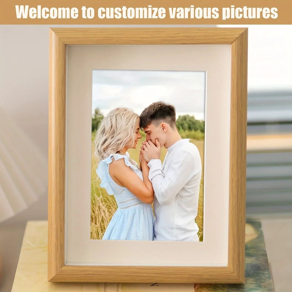 Personalized Wooden Photo Frame with Custom Greeting Card, 5-6 Inches - view 3