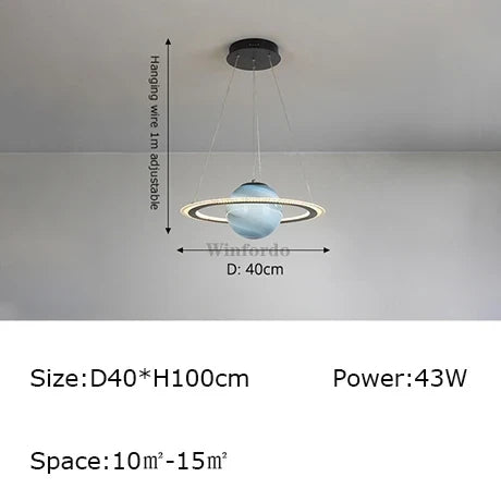 Creative pendant light earth moon football original design - Style B Black D40cm / Cool White 6000K