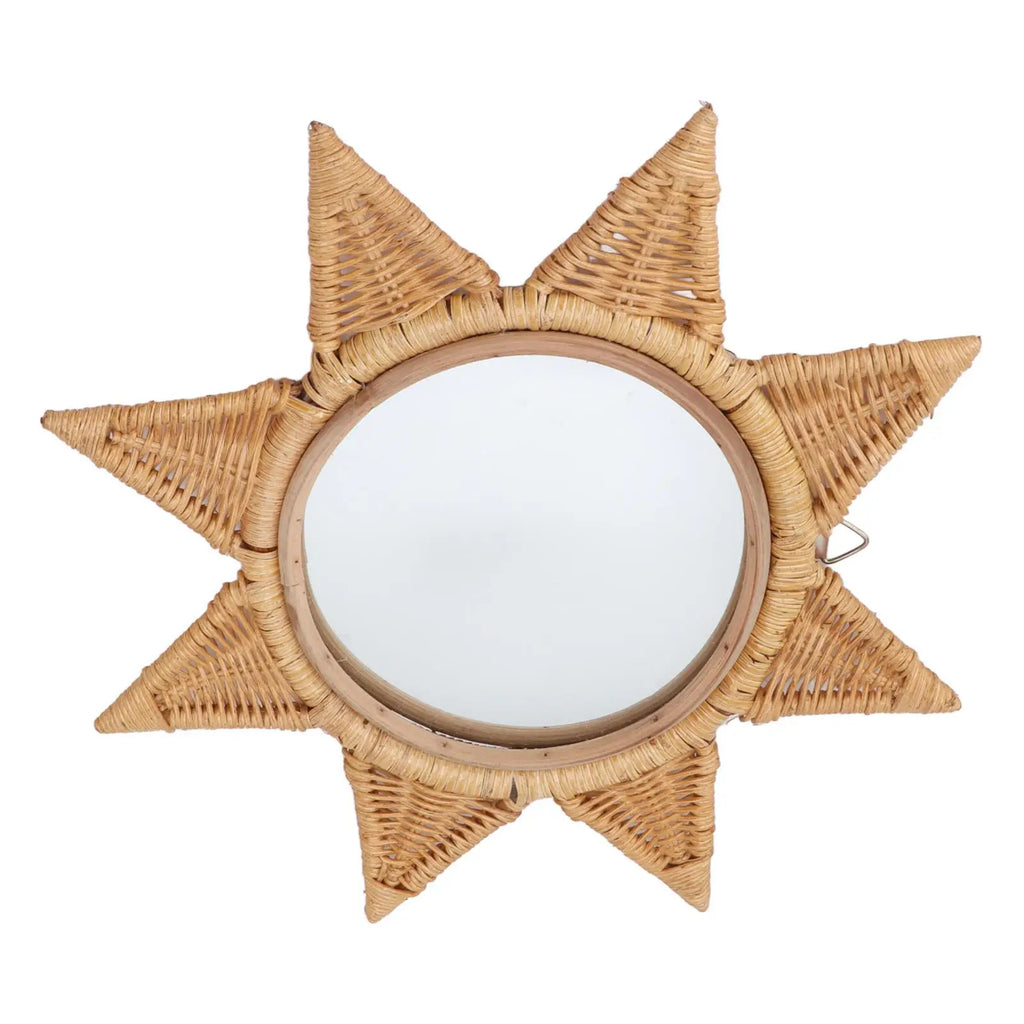 Rattan Woven Wall Mirror - Elegant 8-Point Star Shape, Portable HD Decorative Mirror for Parties & Home decor - view 6