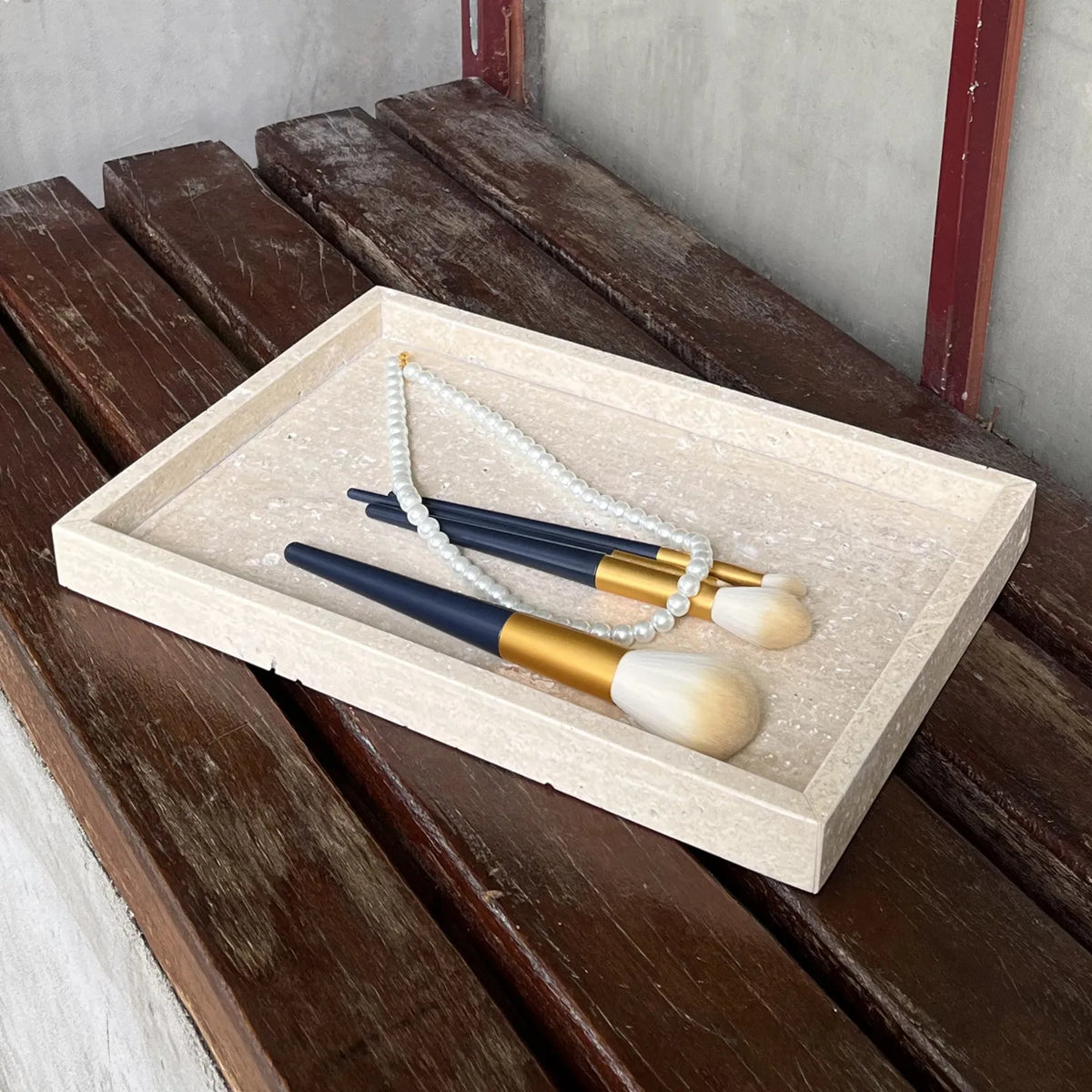 Storage box in travertine and natural marble luxury - Travertin beige