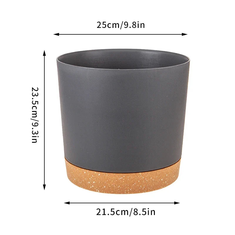 Automatic flower pots with garden and plant saucer - Black