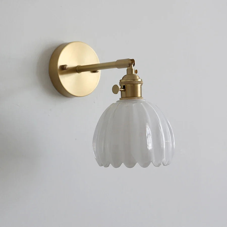 Wall sconce in retro Japanese style floral glass - view 5