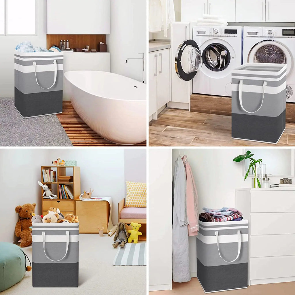 Large Laundry Basket 100L Waterproof,Collapsible Tall Clothes Hamper with Extended Handles for Clothes Toys in the Dorm,Family - view 6