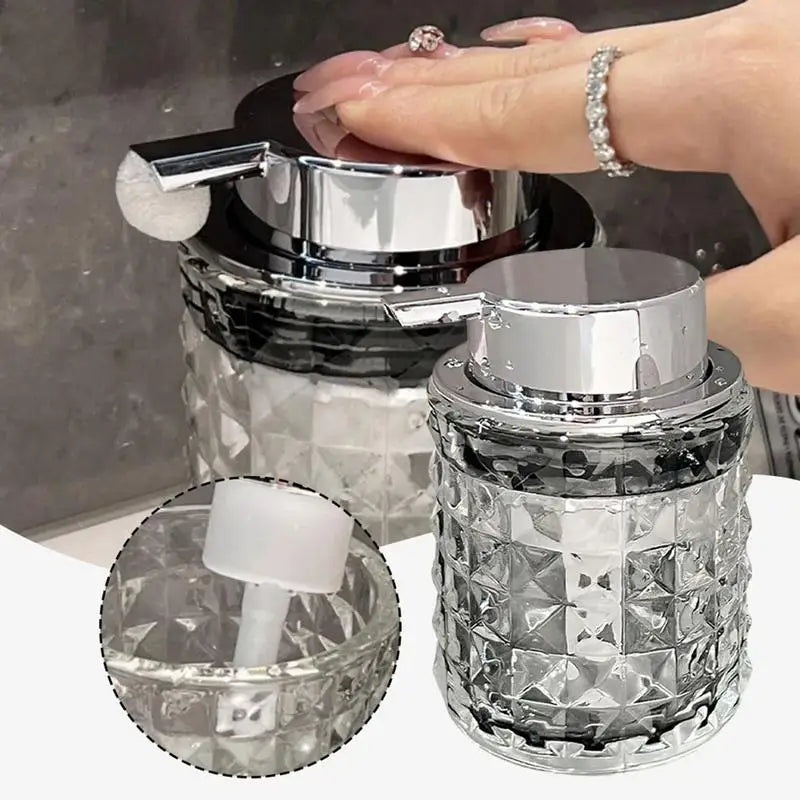 300ml Manual Soap Dispenser Transparent Glass Hand Sanitizer Bottle Container For Shampoo, Body Wash house Bathroom Accessories
