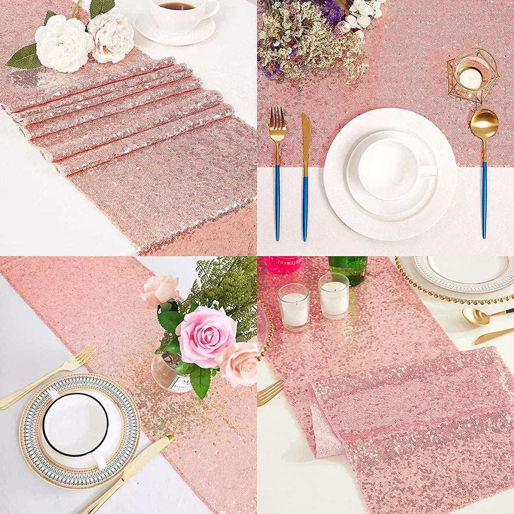 Spectacular Glittery Gold and Pink Table Runner - view 3