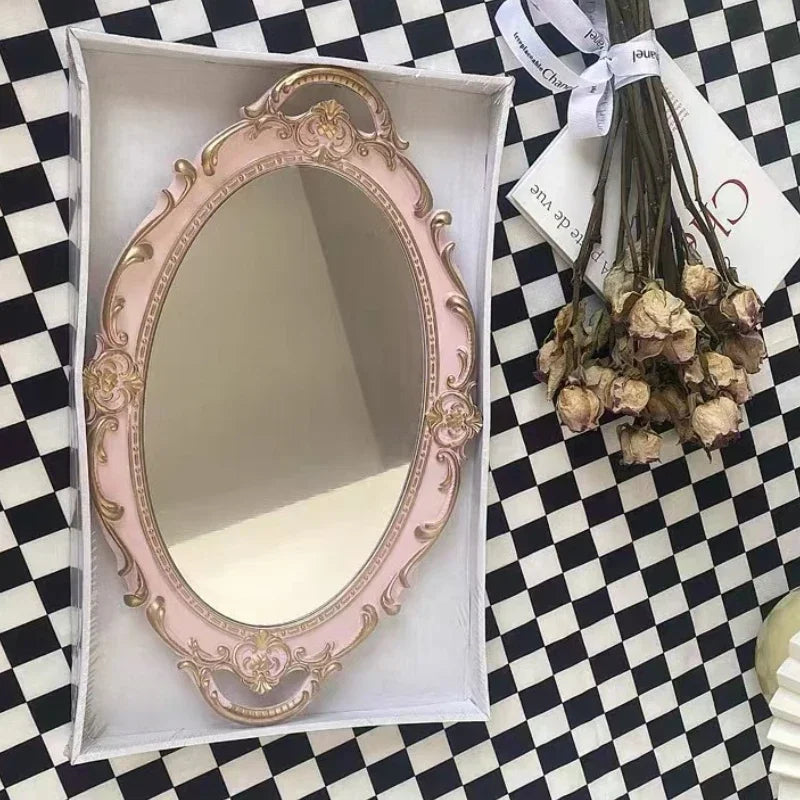 Vintage decorative glass mirrors for jewelry and aromatherapy - Pink
