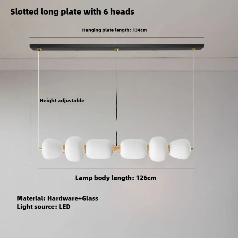 Modern minimalist glass chandelier for creative spaces and bars - L 126cm / Warm White
