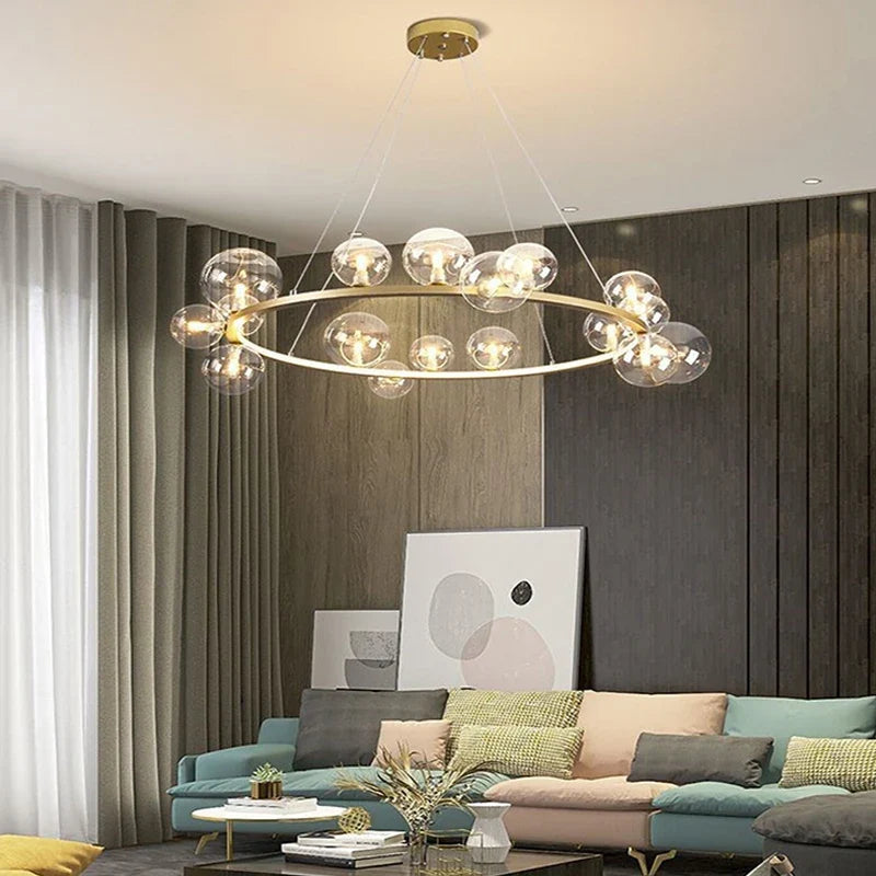 Glass chandelier with modern design with artistic bubbles - view 4