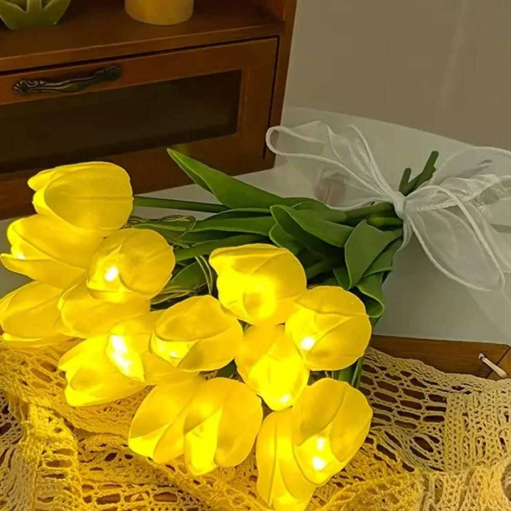 Decorative tulip lamp with artificial flowers for indoors - view 3