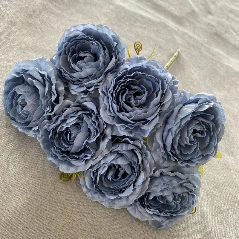 Artificial silk peonies bouquet for floral decoration - Royal Blue