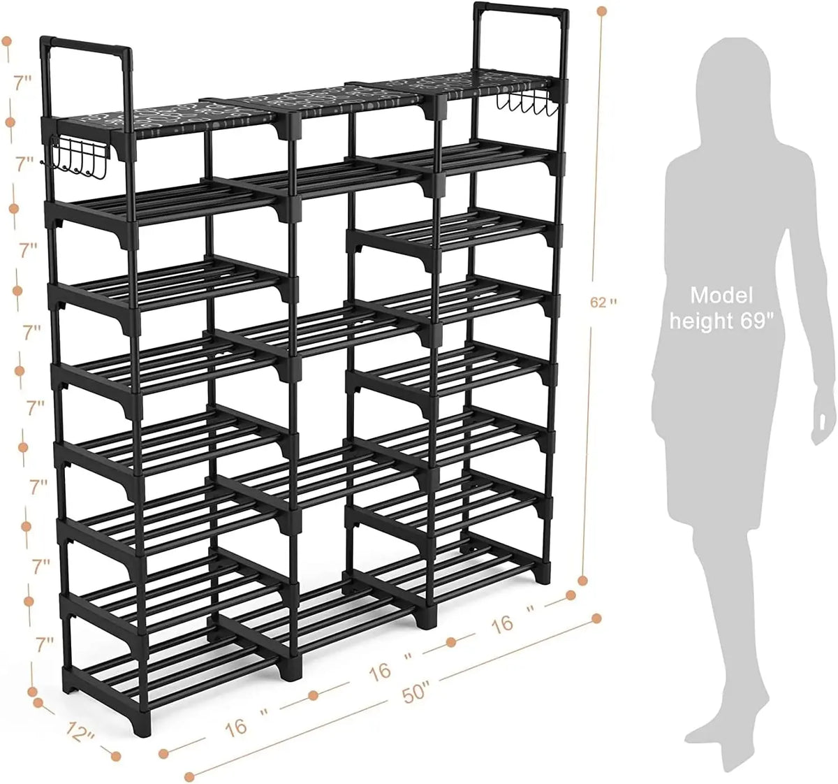 Zapatero de 9+5+9 Niveles, Organizador para Zapatos y Juguetes, para 50 a 55 Pares - view 2