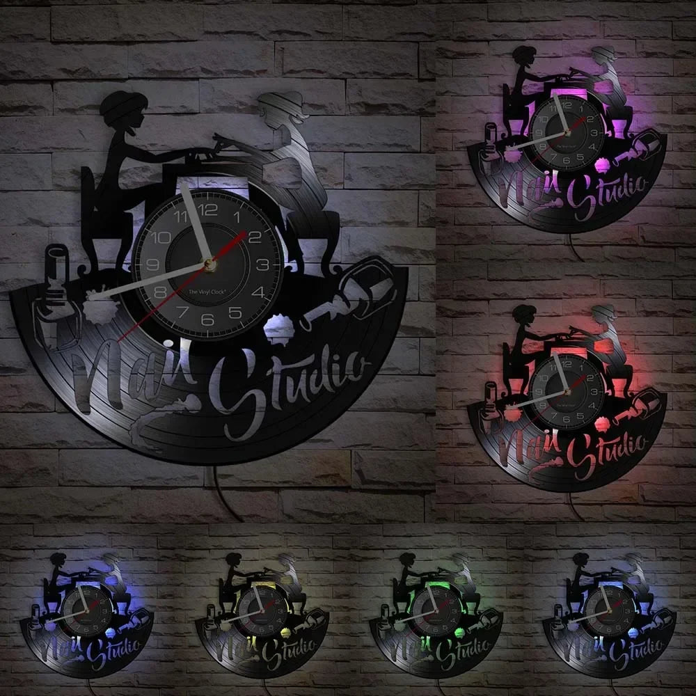 Vinyl wall clock for manicure and beauty salon - With LED24