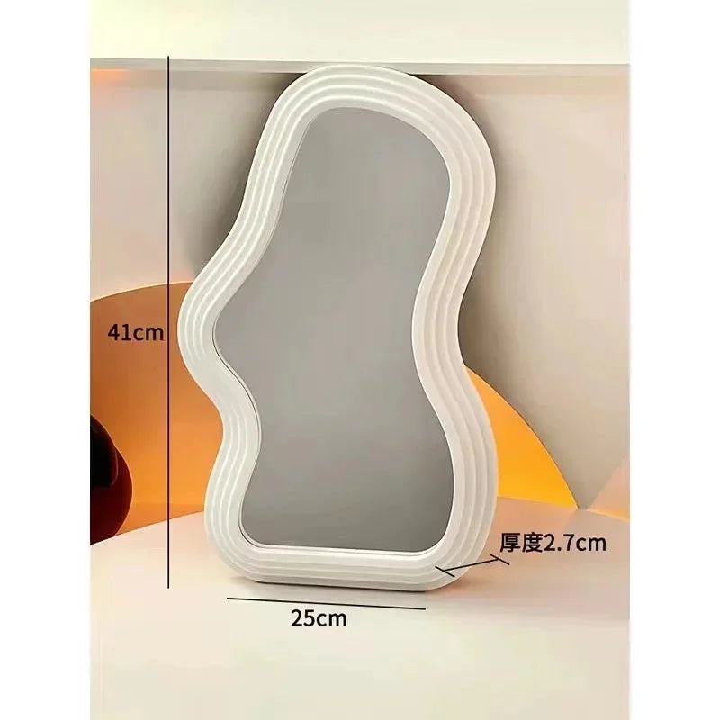 Kawaii cloud mirror on foot for makeup and decoration - White A