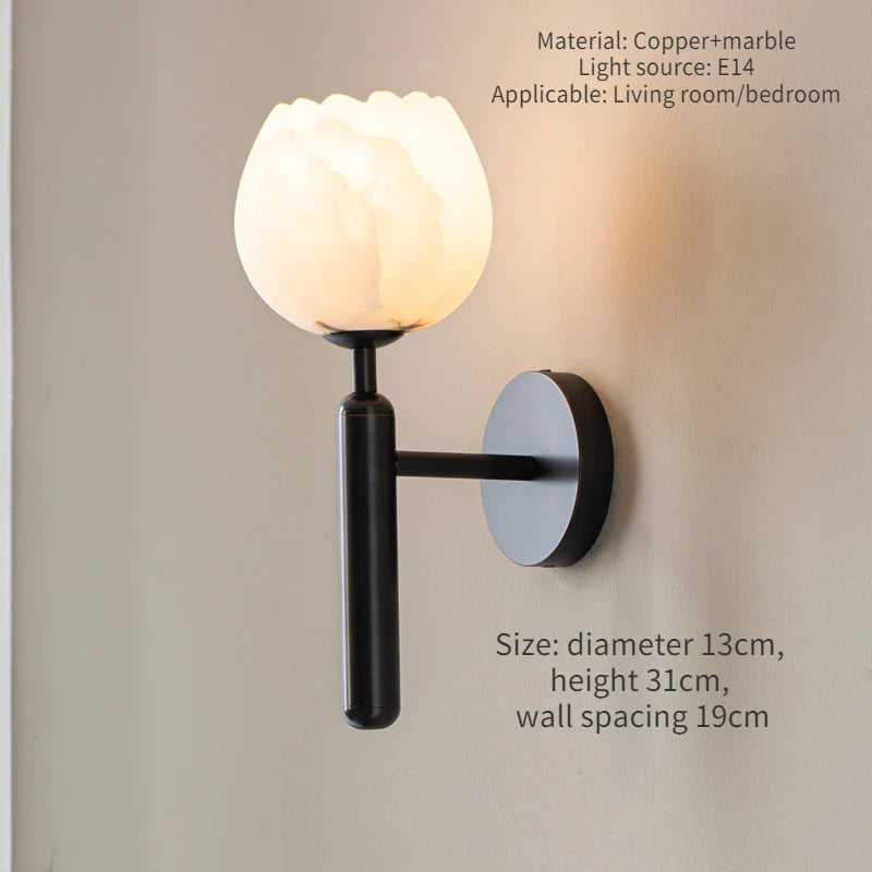 Natural marble wall sconce minimalist style and luxury - Warm White (2700-3500K) / Black