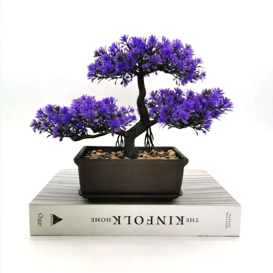 Artificial pine plants bonsai ornamental tree interior decoration - Purple
